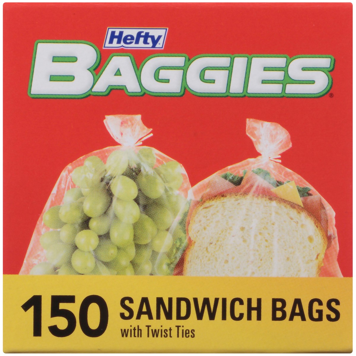 slide 7 of 9, Hefty Sandwich & Storage Bags with Twist Ties 150 ct Box, 150 ct