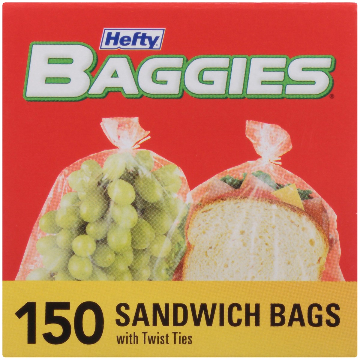 slide 8 of 9, Hefty Sandwich & Storage Bags with Twist Ties 150 ct Box, 150 ct