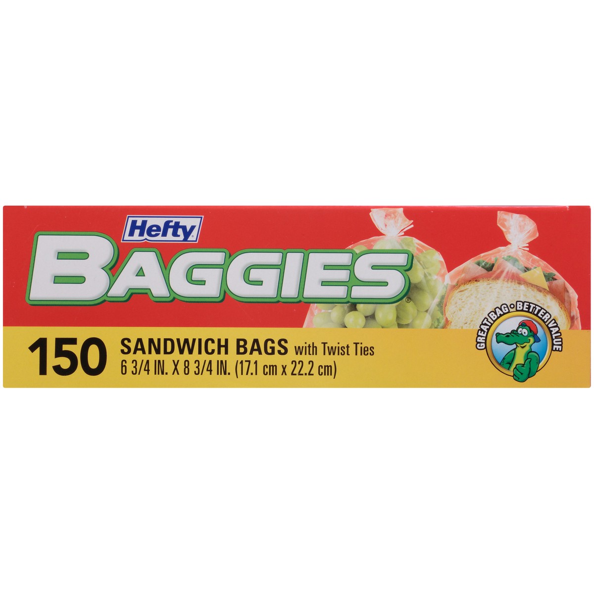 slide 9 of 9, Hefty Sandwich & Storage Bags with Twist Ties 150 ct Box, 150 ct