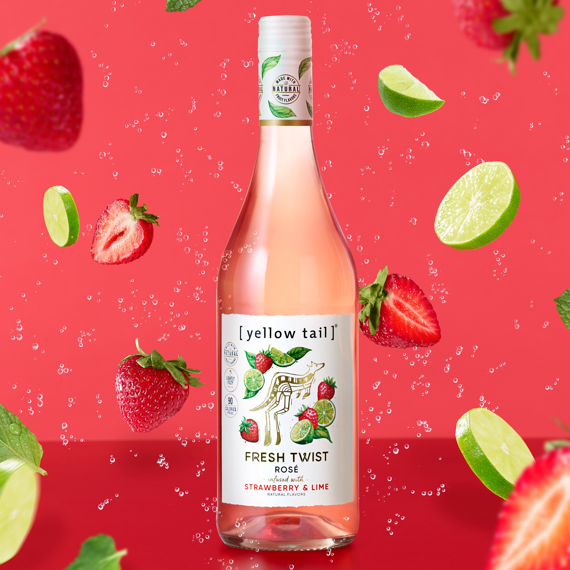 slide 3 of 6, Yellow Tail Fresh Twist Strawberry & Lime Rosé, 750ml, 750 ml