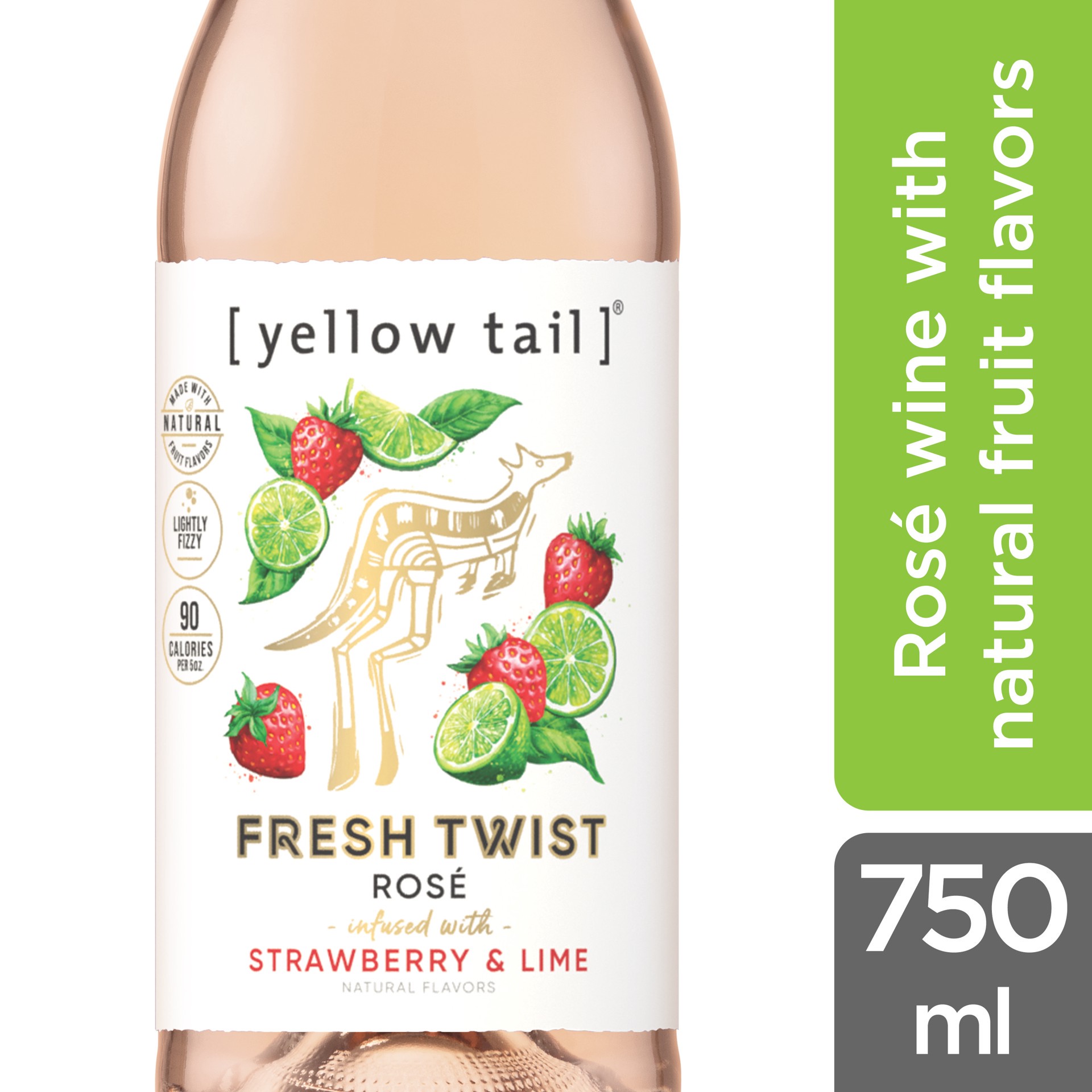 slide 5 of 6, Yellow Tail Fresh Twist Strawberry & Lime Rosé, 750ml, 750 ml