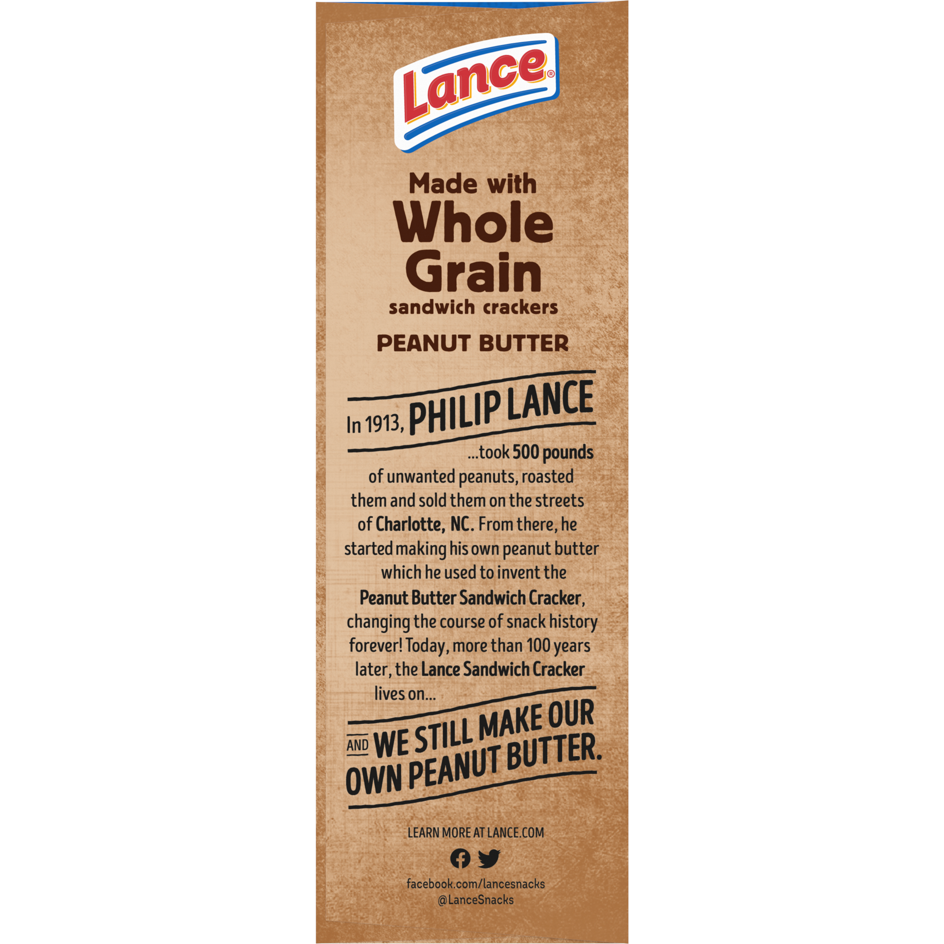 slide 4 of 5, Lance Sandwich Crackers, Made with Whole Grain Crackers, Peanut Butter, 8 Individual Packs, 12.1 oz