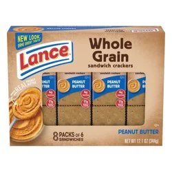 Lance Sandwich Crackers, Made with Whole Grain Crackers, Peanut Butter, 8 Individual Packs
