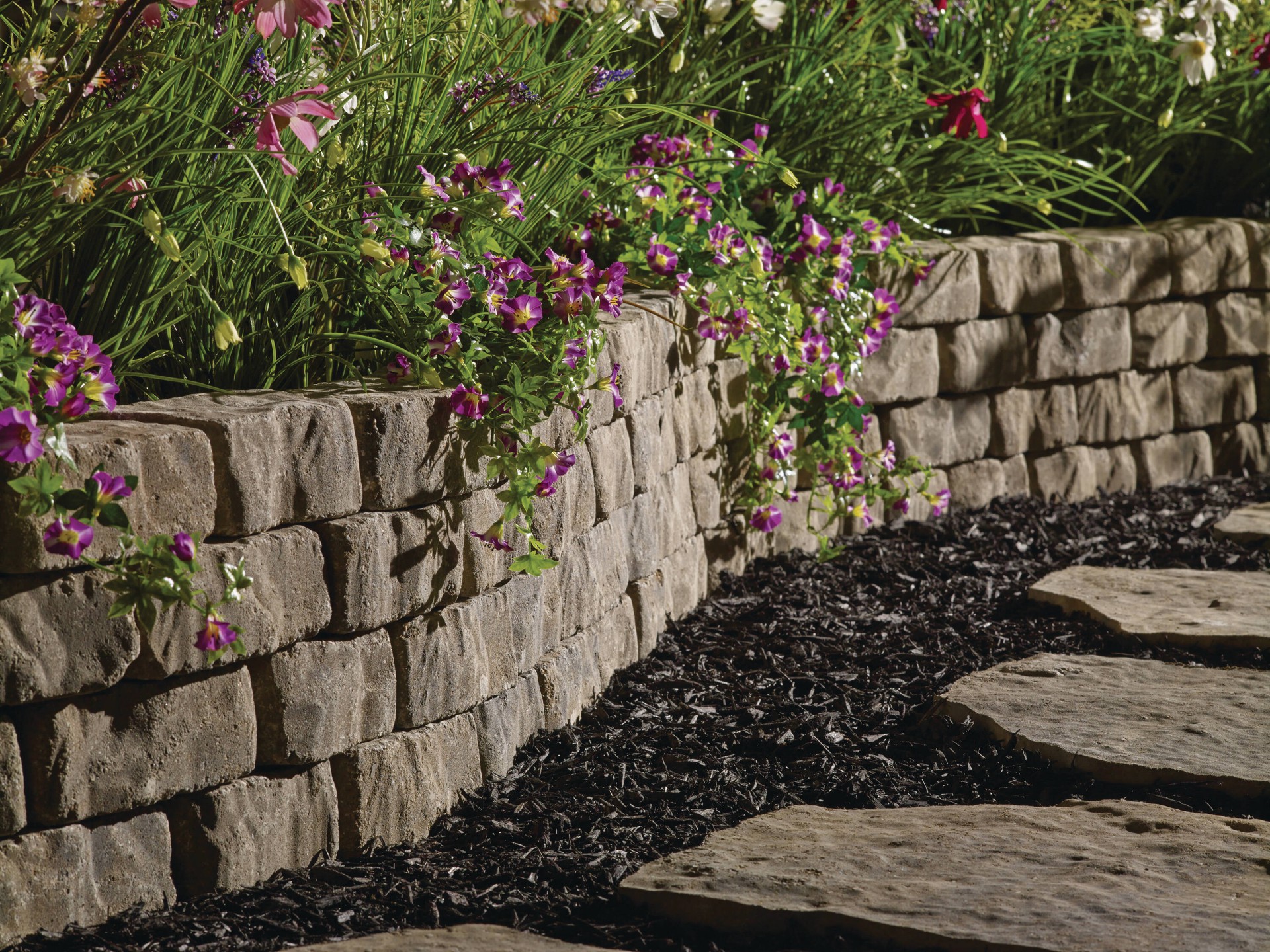 slide 5 of 5, 3.0-in H x 8.2-in L x 4.0-in D Tranquil Concrete Retaining wall block, 1 ct