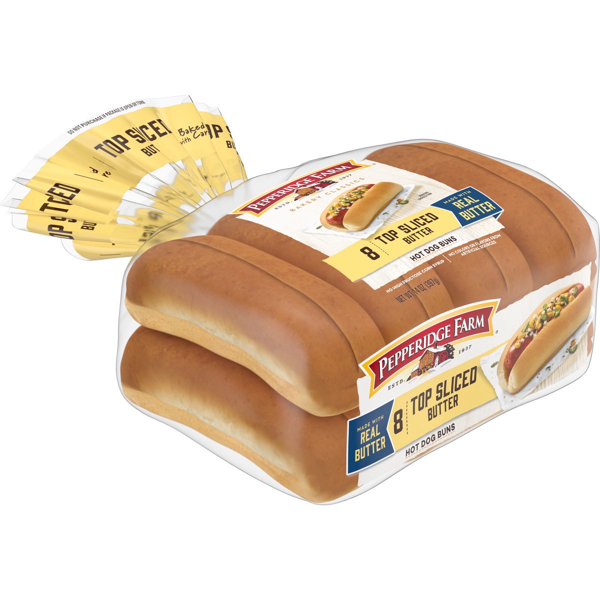 slide 2 of 12, Pepperidge Farm Butter Hot Dog Buns, Top Sliced, 8-Pack Bag, 8 ct; 14 oz