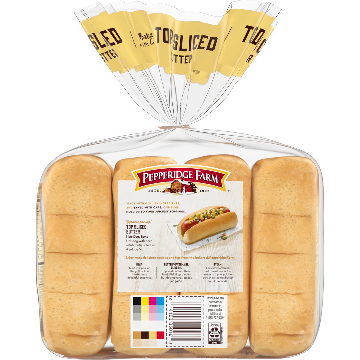 slide 5 of 12, Pepperidge Farm Butter Hot Dog Buns, Top Sliced, 8-Pack Bag, 8 ct; 14 oz