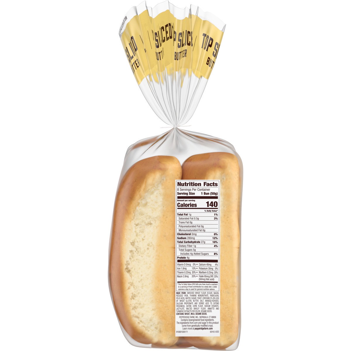 slide 6 of 12, Pepperidge Farm Butter Hot Dog Buns, Top Sliced, 8-Pack Bag, 8 ct; 14 oz