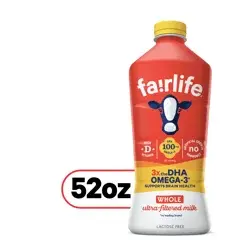 fairlife Whole Ultra-Filtered Milk with DHA Omega-3, Lactose Free, 52 fl oz