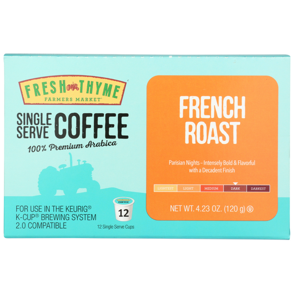 slide 1 of 1, Fresh Thyme French Roast Coffee Kcup, 1 ct