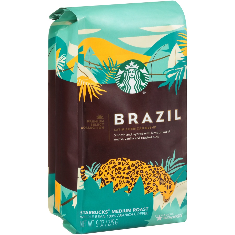 slide 2 of 6, Starbucks Brazil Medium Roast Whole Bean Coffee - 9 oz, 9 oz