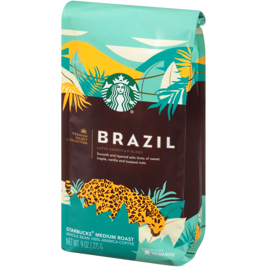 slide 3 of 6, Starbucks Brazil Medium Roast Whole Bean Coffee - 9 oz, 9 oz