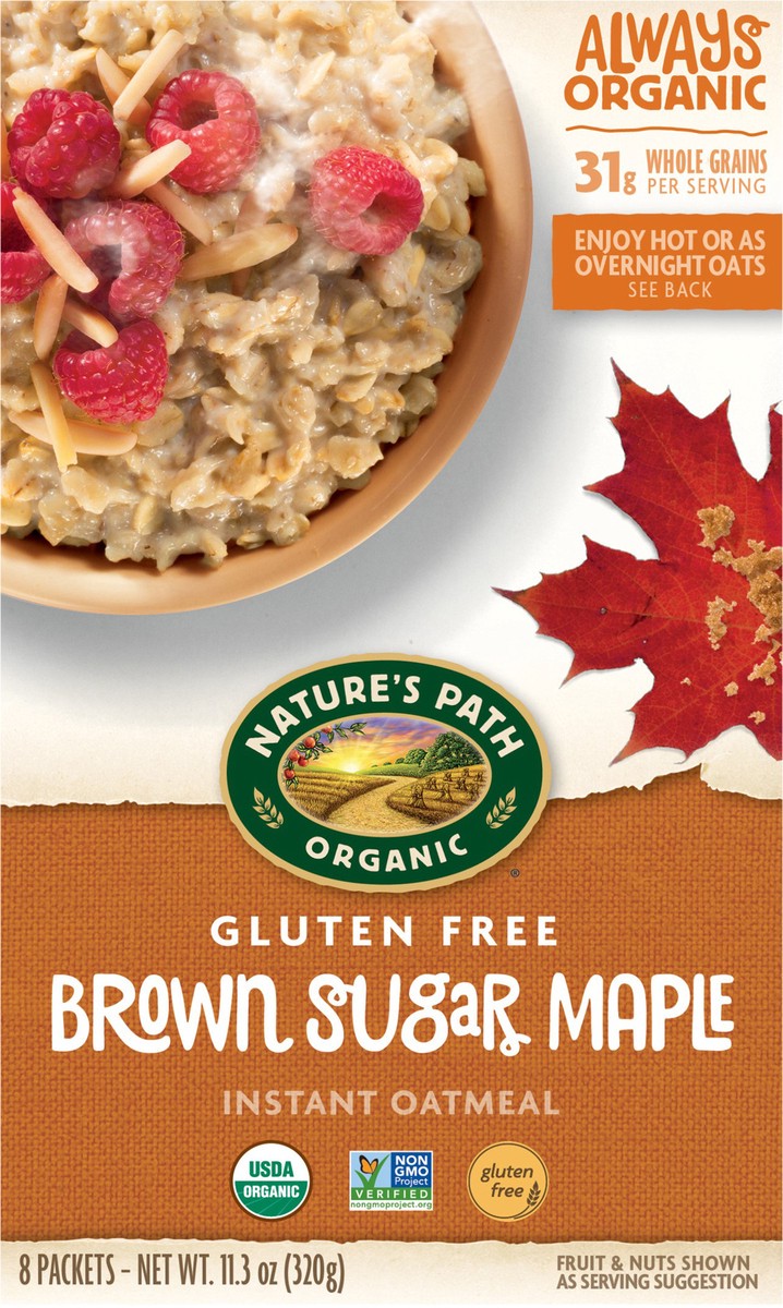 slide 3 of 3, Nature's Path Organic Brown Sugar Maple Gluten Free Oatmeal 11oz Box, 8 ct