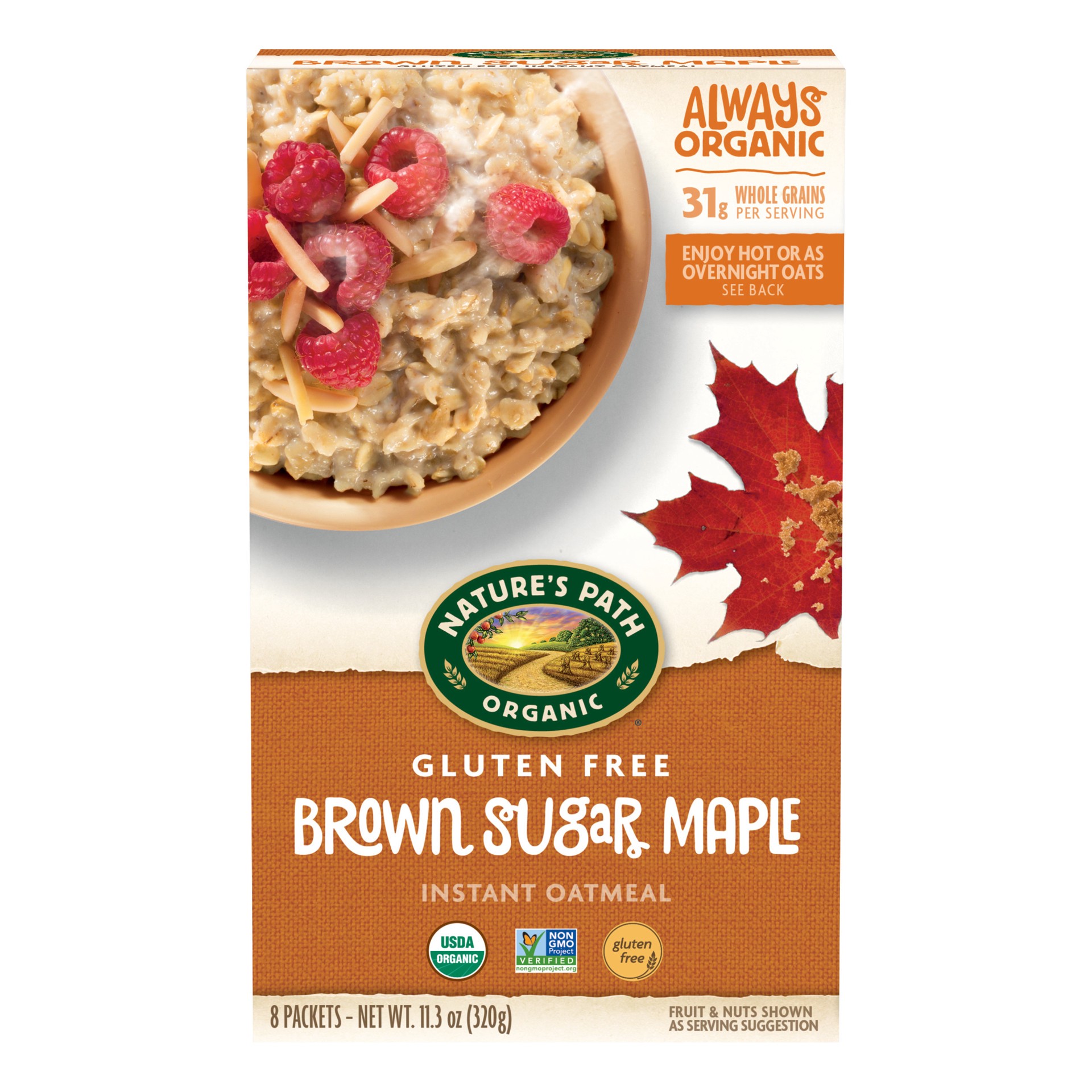 slide 1 of 3, Nature's Path Organic Brown Sugar Maple Gluten Free Oatmeal 11oz Box, 11.3 oz