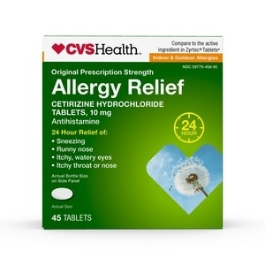 slide 1 of 1, CVS Health All Day Allergy, Cetirizine Hydrochloride Tablets, 10 Mg, Antihistamine 45 Ct, 45 ct