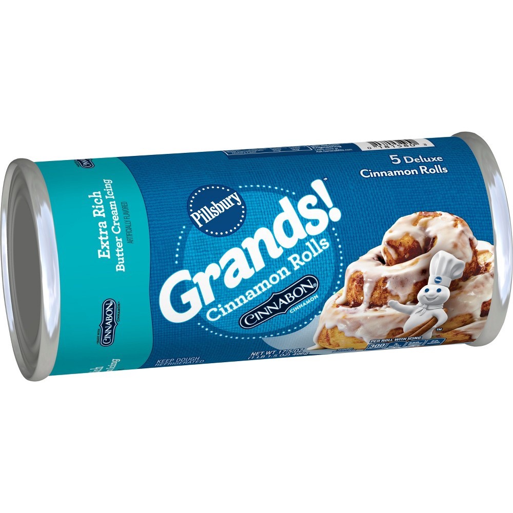 slide 2 of 4, Grands! Cinnamon Rolls with Cinnabon Cinnamon & Extra Rich Butter Cream Icing, 5ct, 17.5oz, 5 ct