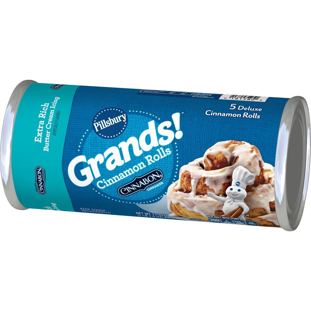 slide 3 of 4, Grands! Cinnamon Rolls with Cinnabon Cinnamon & Extra Rich Butter Cream Icing, 5ct, 17.5oz, 5 ct