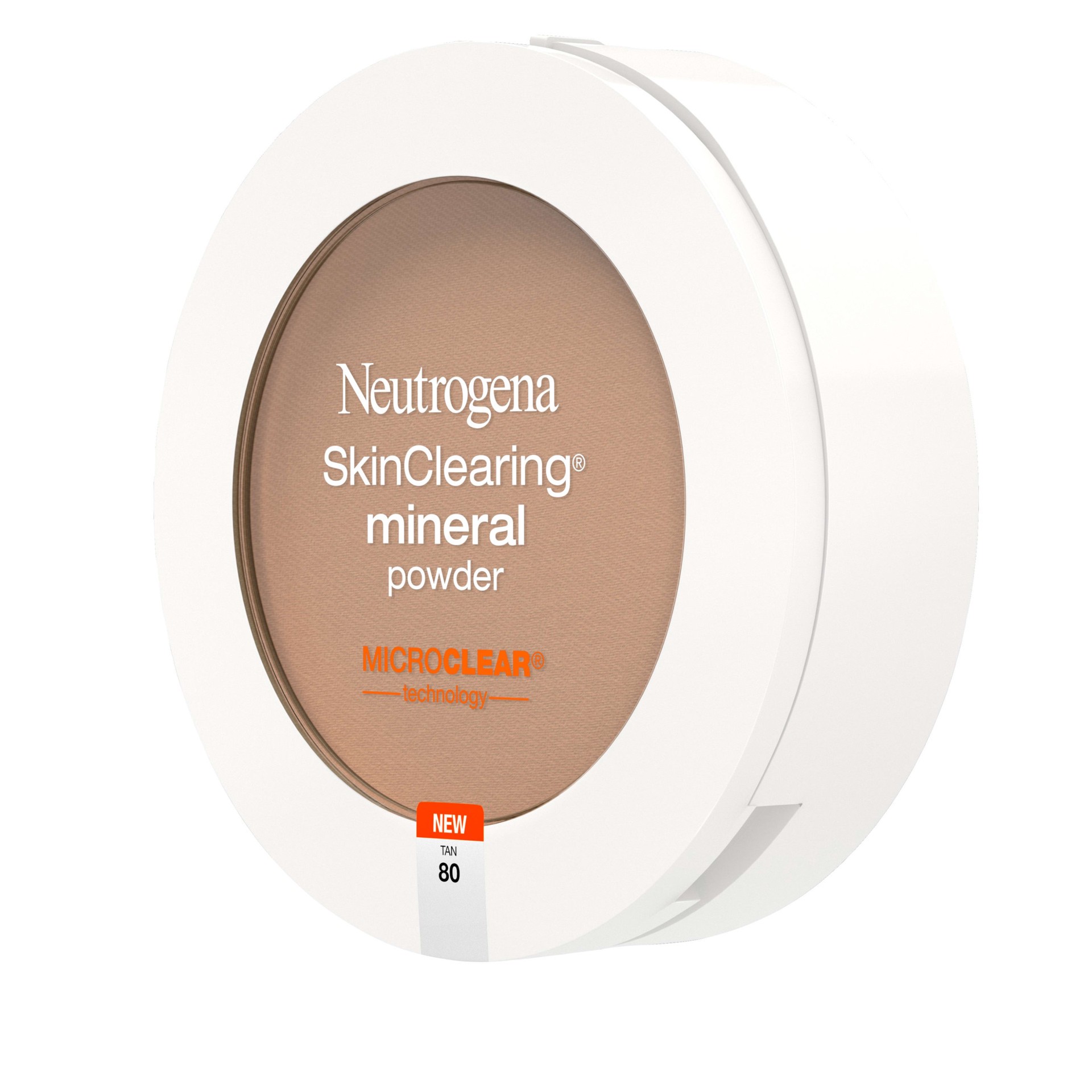 slide 2 of 5, Neutrogena SkinClearing Mineral Powder, Tan 80, .38 Oz, 0.38 oz