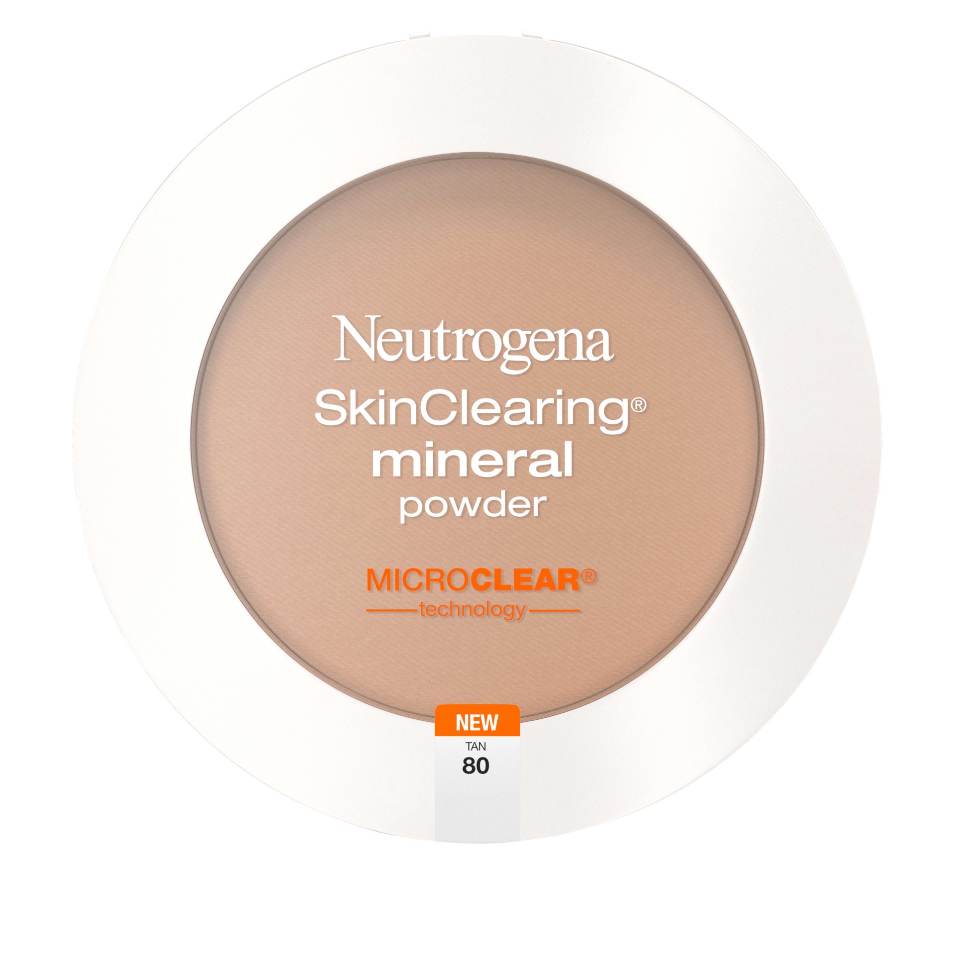 slide 3 of 5, Neutrogena SkinClearing Mineral Powder, Tan 80, .38 Oz, 0.38 oz