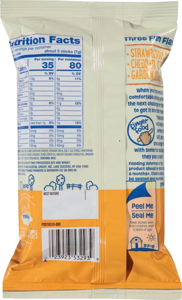 slide 2 of 2, Earth's Best Ages 6M+ Organic Cheddar Cheese Crunchy Sticks Baby Food Snacks, 0.56 oz