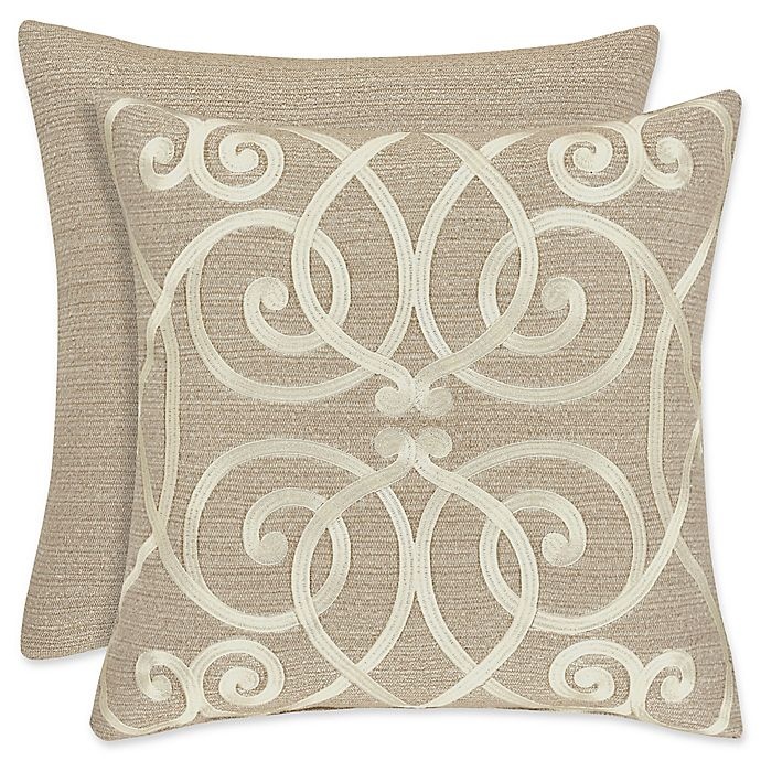 slide 1 of 1, J. Queen New York Romano Embroidered Damask Square Throw Pillow - Taupe, 1 ct