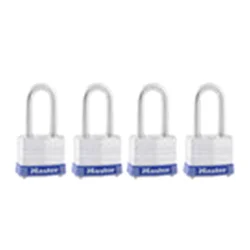 Master Lock Laminated Steel Padlock 3QLF, 1-9/16 in, Pack of 4 - Keyed Alike