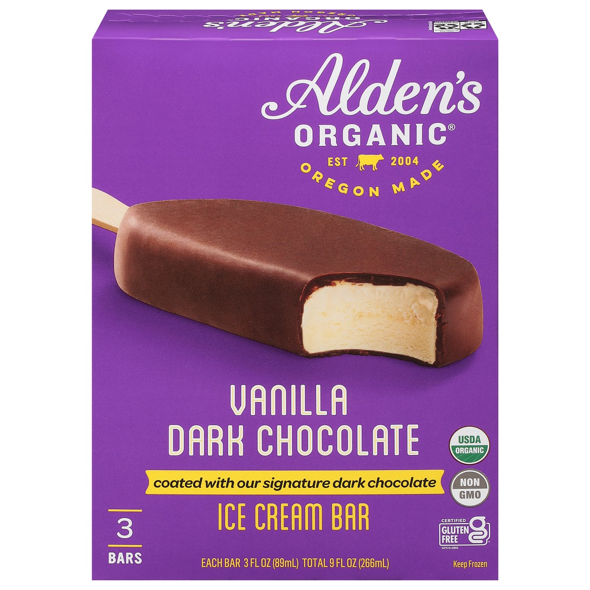 slide 1 of 1, Aldens Organic Aldren's Organic Vanilla & Dark Chocolate Ice Cream Bars, 9 fl oz