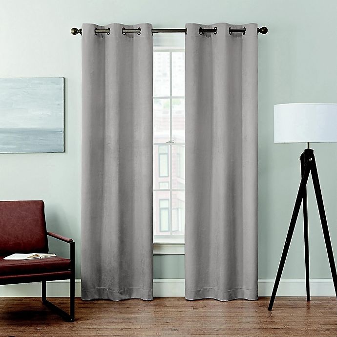 slide 1 of 4, Brookstone Velvet Solid 63-Inch 100% Blackout Window Curtain Panels - Platinum, 2 ct