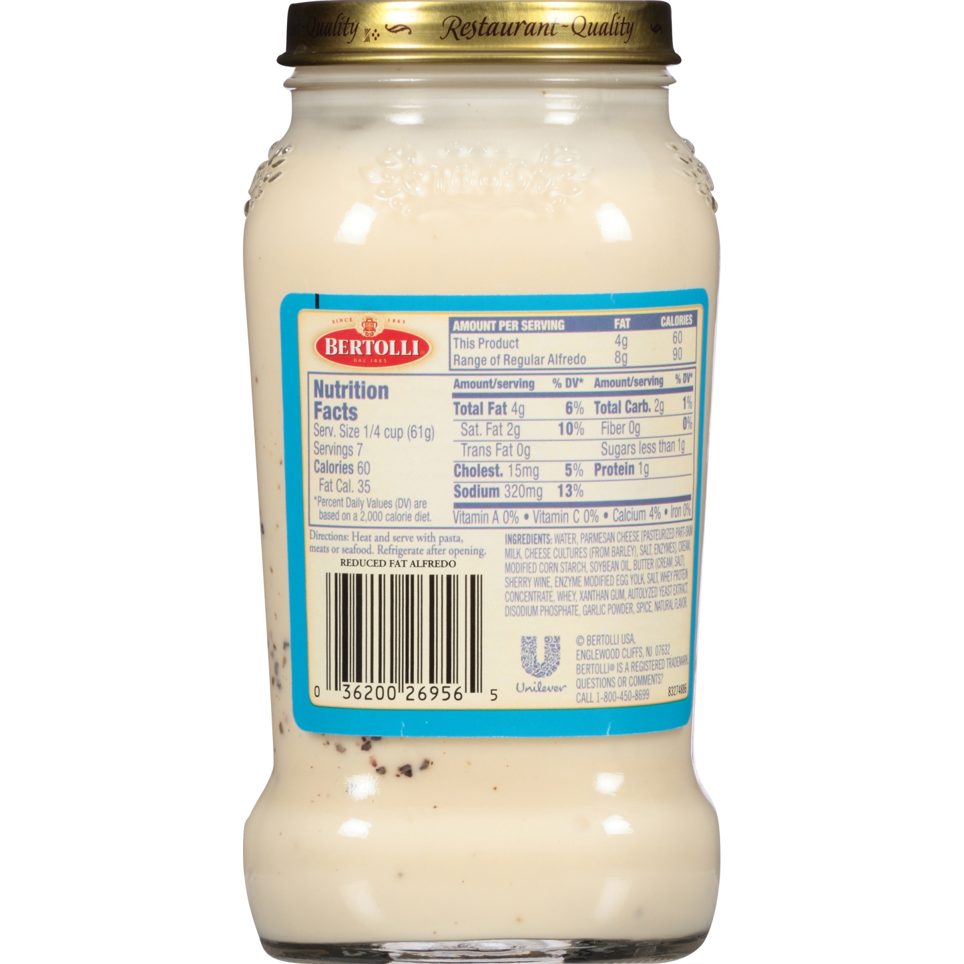 slide 5 of 6, Bertolli Reduced Fat Alfredo Sauce, 15 oz