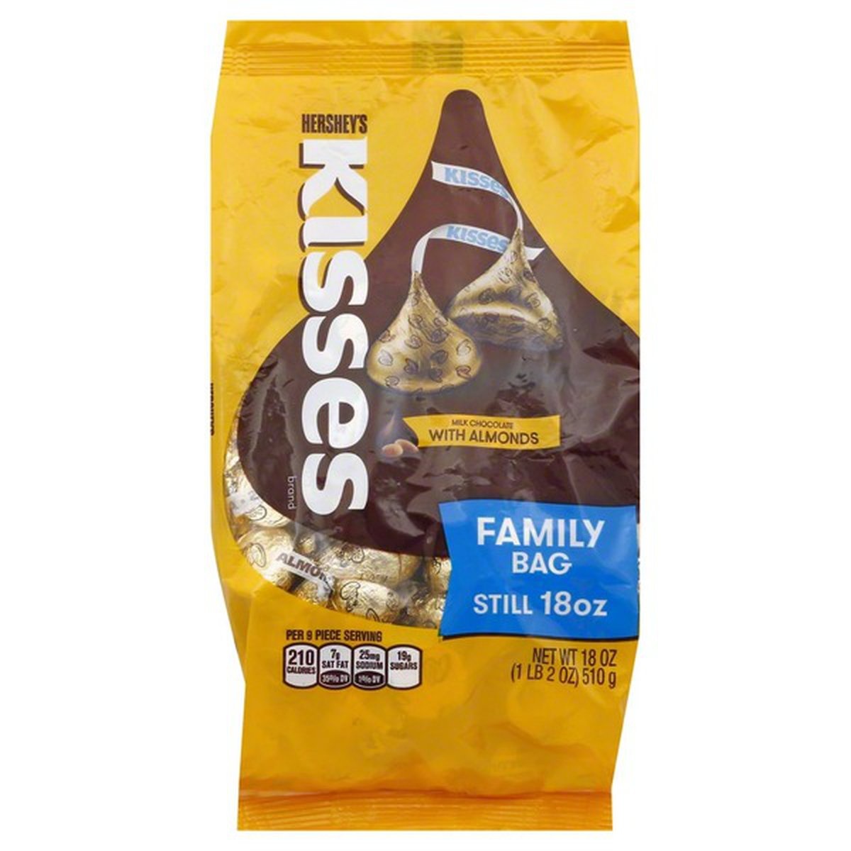 slide 1 of 1, Hershey Hershey's Kisses Milk Chocolates With Almonds, 18 oz