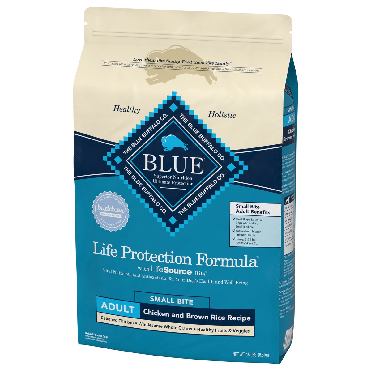 slide 3 of 8, Blue Buffalo Life Protection Formula Natural Adult Small Bite Dry Dog Food, Chicken and Brown Rice 15-lb, 15 lb