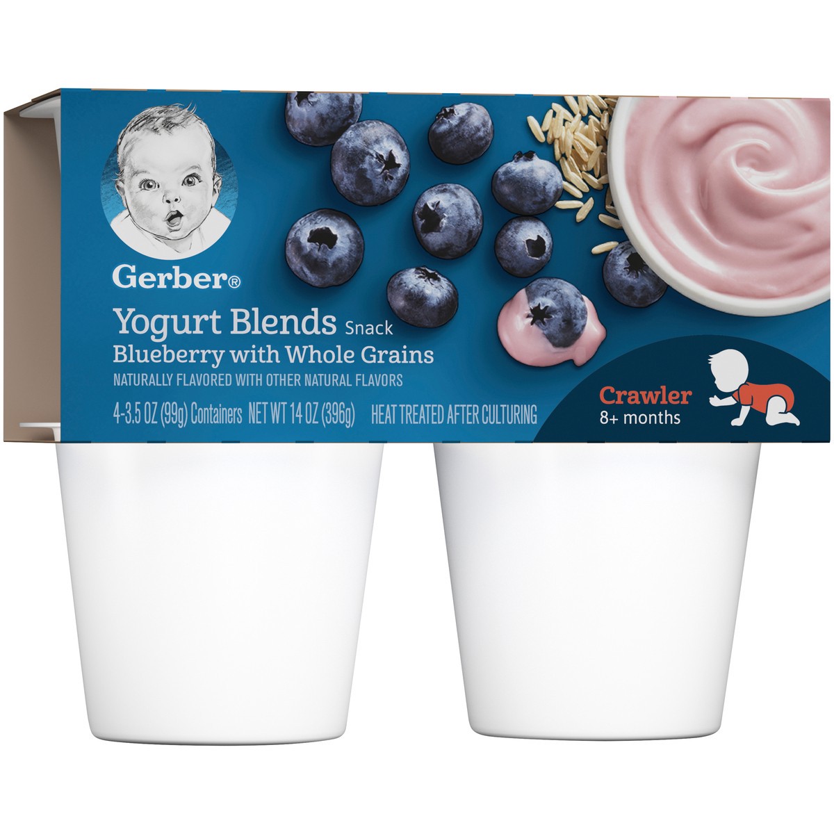 slide 8 of 9, Gerber (Pack of 4) Gerber Yogurt Blends Snack Blueberry Yogurt with Whole Grains, 3.5 oz Cups, 4 ct