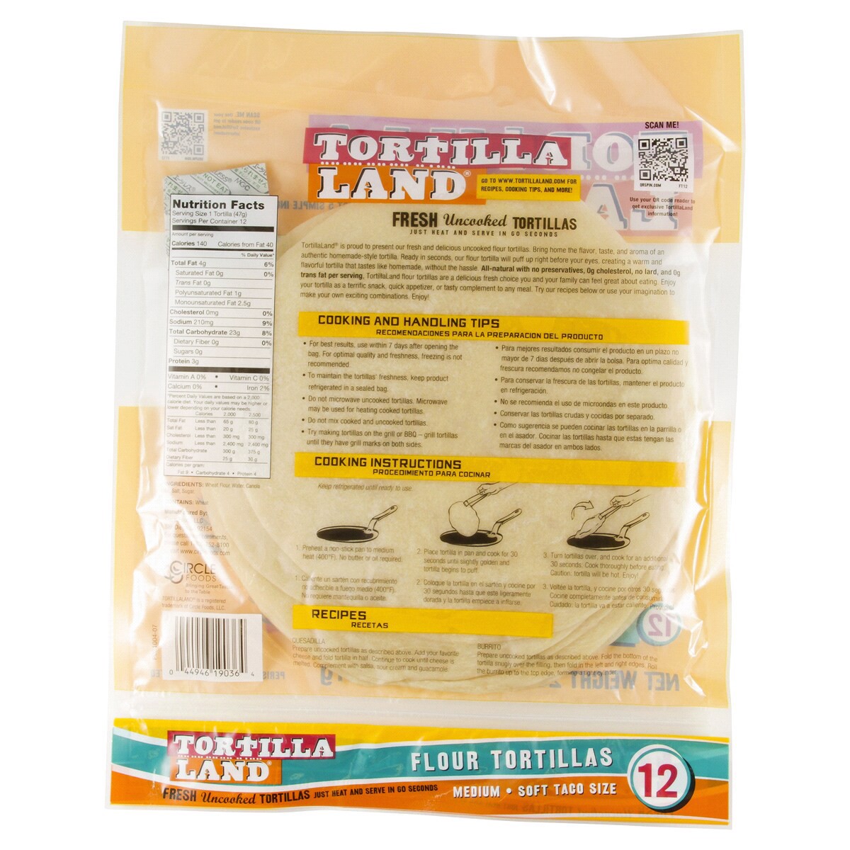 slide 2 of 2, Tortillaland TortillaLand Uncooked Flour Tortillas, Soft Taco Size (12 Count), 566.99 g