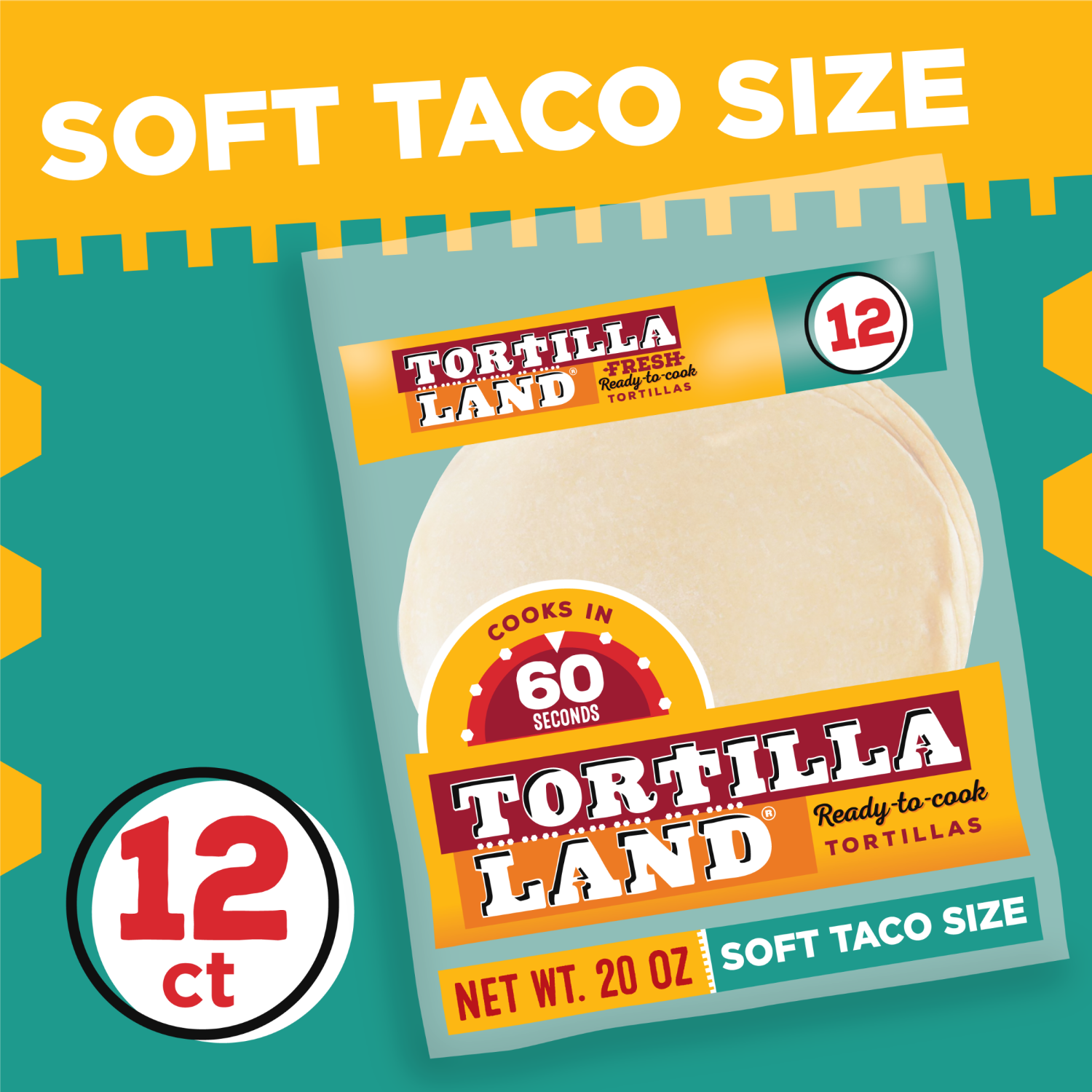 slide 6 of 8, Tortillaland TortillaLand Uncooked Flour Tortillas, Soft Taco Size (12 Count), 20 oz