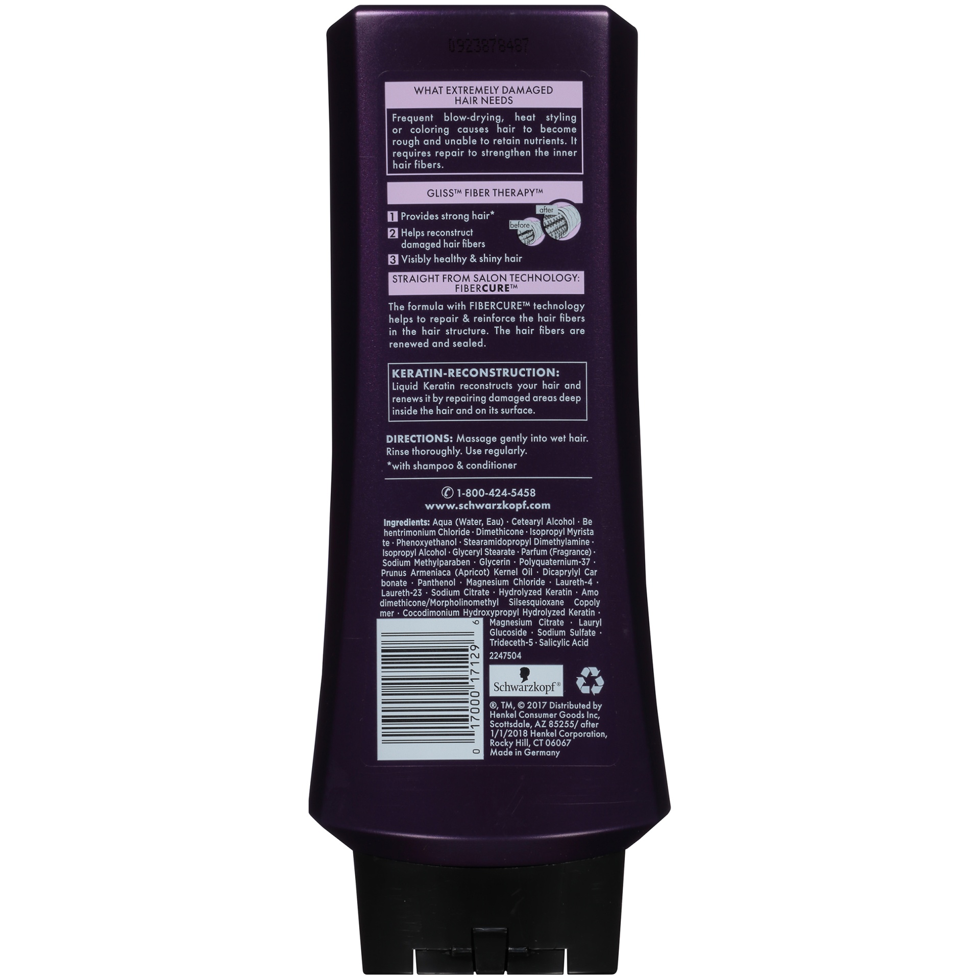 slide 6 of 6, Gliss Schwarzkopf Gliss Hair Repair Fiber Therapy Extremely Damaged Hair Conditioner, 13.6 fl oz