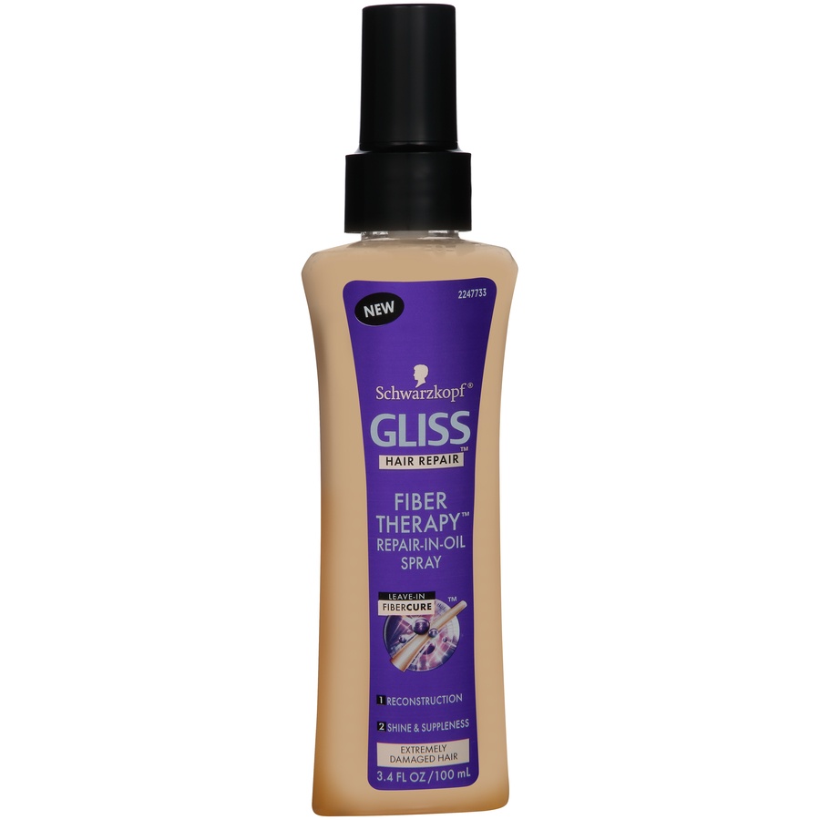 slide 2 of 6, Gliss Schwarzkopf Gliss Hair Repair Fiber Therapy Extremely Damaged Hair Repair-In-Oil Spray, 3.4 fl oz