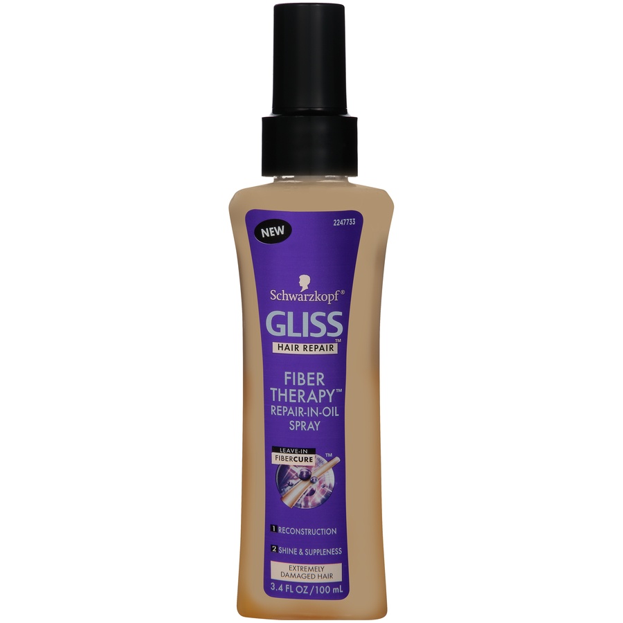 slide 3 of 6, Gliss Schwarzkopf Gliss Hair Repair Fiber Therapy Extremely Damaged Hair Repair-In-Oil Spray, 3.4 fl oz