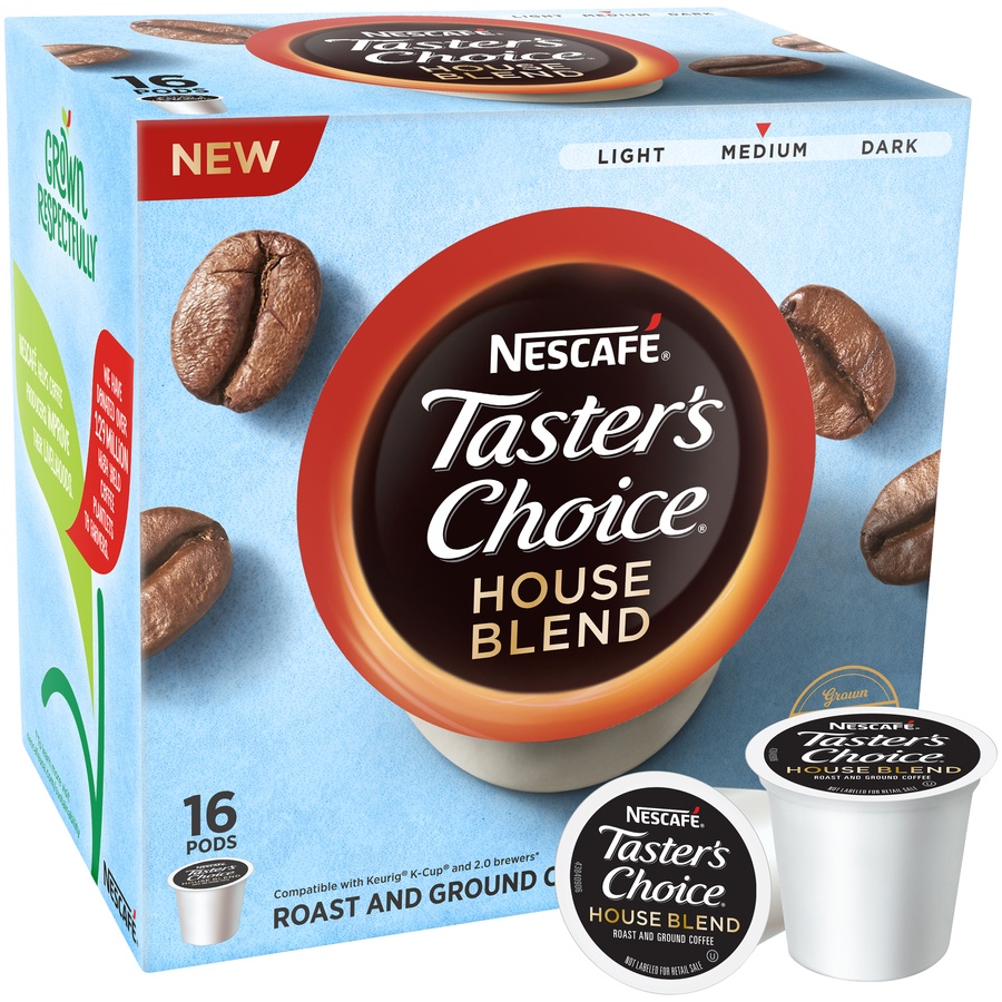 slide 2 of 2, Nescafé TasterS Choice House Blend Medium Roast And Ground Coffee Single Serve Pods, 16 ct; 5.6 oz