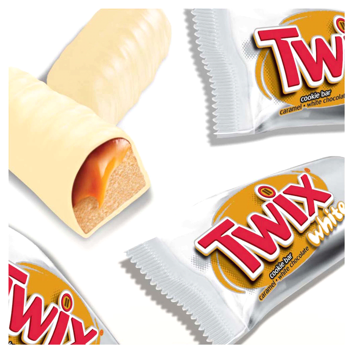 slide 5 of 5, TWIX Caramel White Chocolate Fun Size Cookie Bar Candy 9.7-Ounce Bag, 9 oz