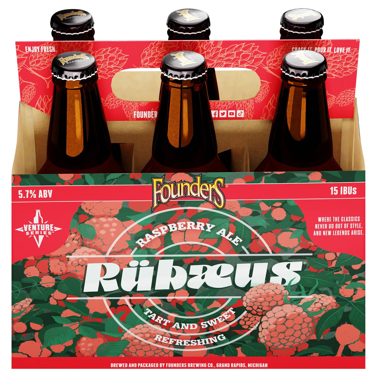 slide 1 of 8, Founders Brewing Co. Rubaeus, Raspberry Ale Beer, 6 ct; 12 oz
