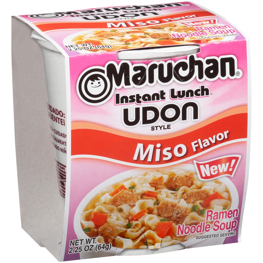 slide 2 of 8, Maruchan Instant Lunch Udon Style Miso Flavor Ramen Noodle Soup, 2.25 oz