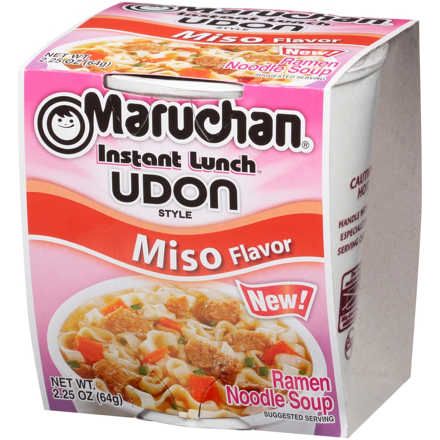 slide 3 of 8, Maruchan Instant Lunch Udon Style Miso Flavor Ramen Noodle Soup, 2.25 oz