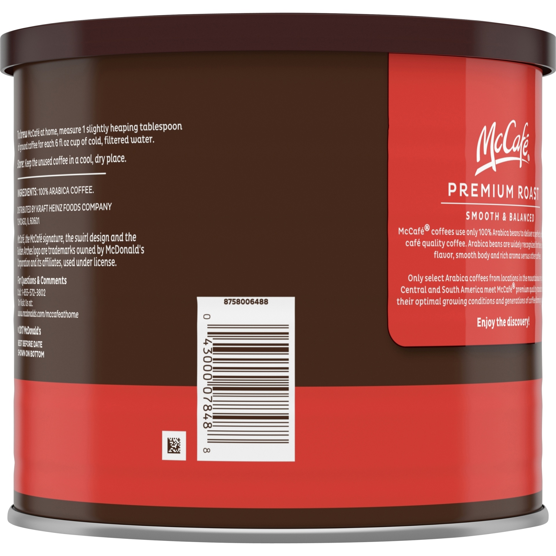 slide 7 of 7, McCafé Premium Roast, Ground Coffee, Medium Roast, Canned - 24 oz, 24 oz