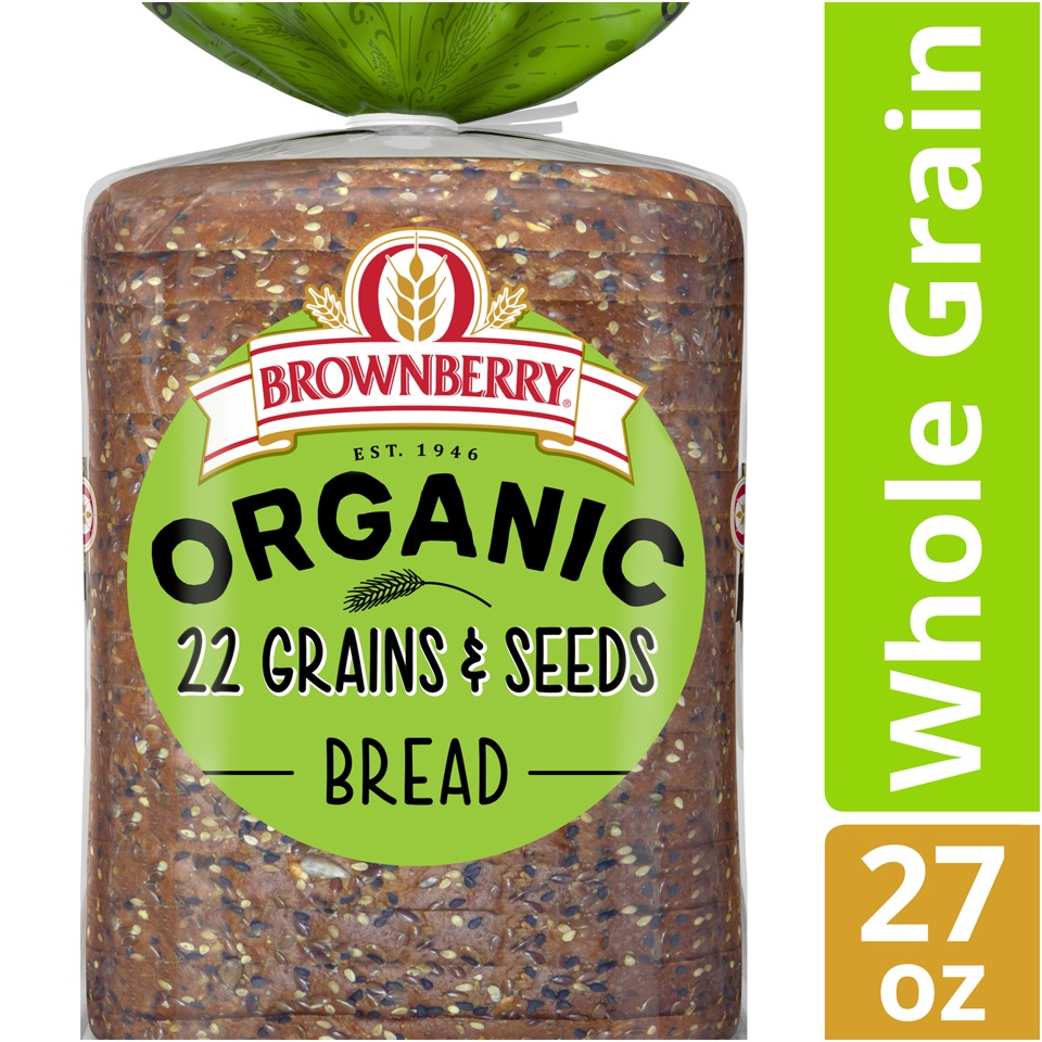 slide 3 of 8, BROWNBERRY Organic 22 Grains & Seeds Bread, 27 oz