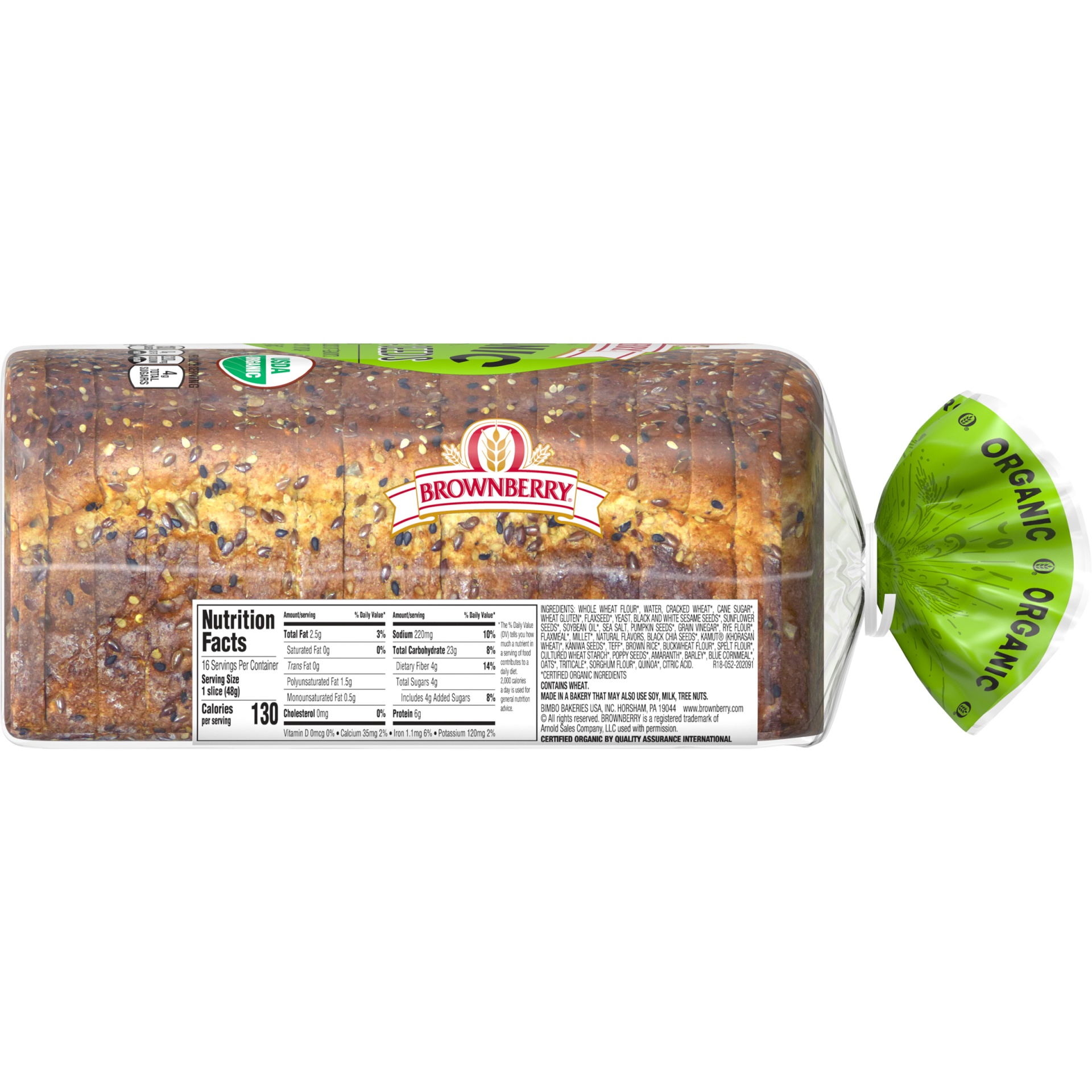 slide 6 of 8, BROWNBERRY Organic 22 Grains & Seeds Bread, 27 oz