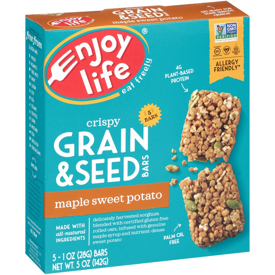 slide 2 of 8, Enjoy Life Maple Sweet Potato Crispy Grain & Seed Bars, 5 ct