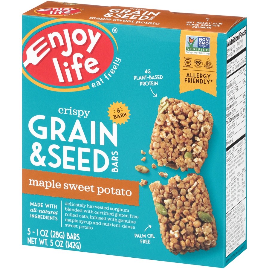 slide 3 of 8, Enjoy Life Maple Sweet Potato Crispy Grain & Seed Bars, 5 ct