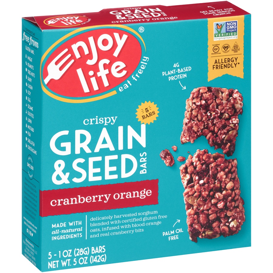 slide 7 of 8, Enjoy Life Cranberry Orange Crispy Grain & Seed Bars, 5 ct; 5 oz