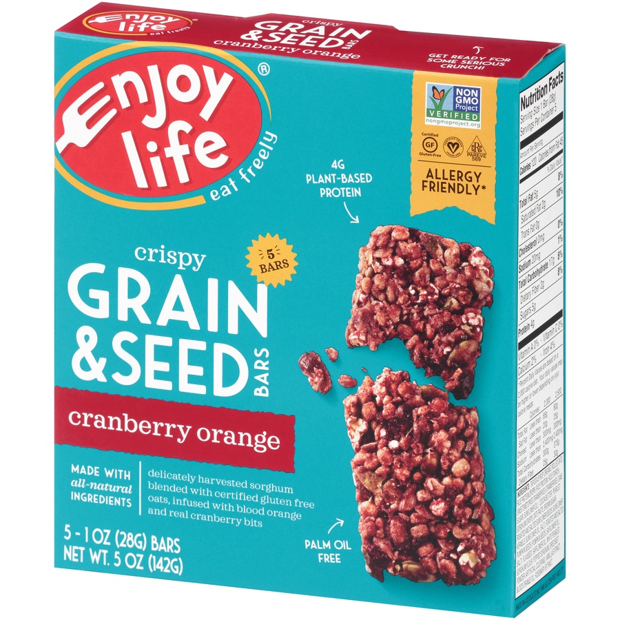 slide 8 of 8, Enjoy Life Cranberry Orange Crispy Grain & Seed Bars, 5 ct; 5 oz