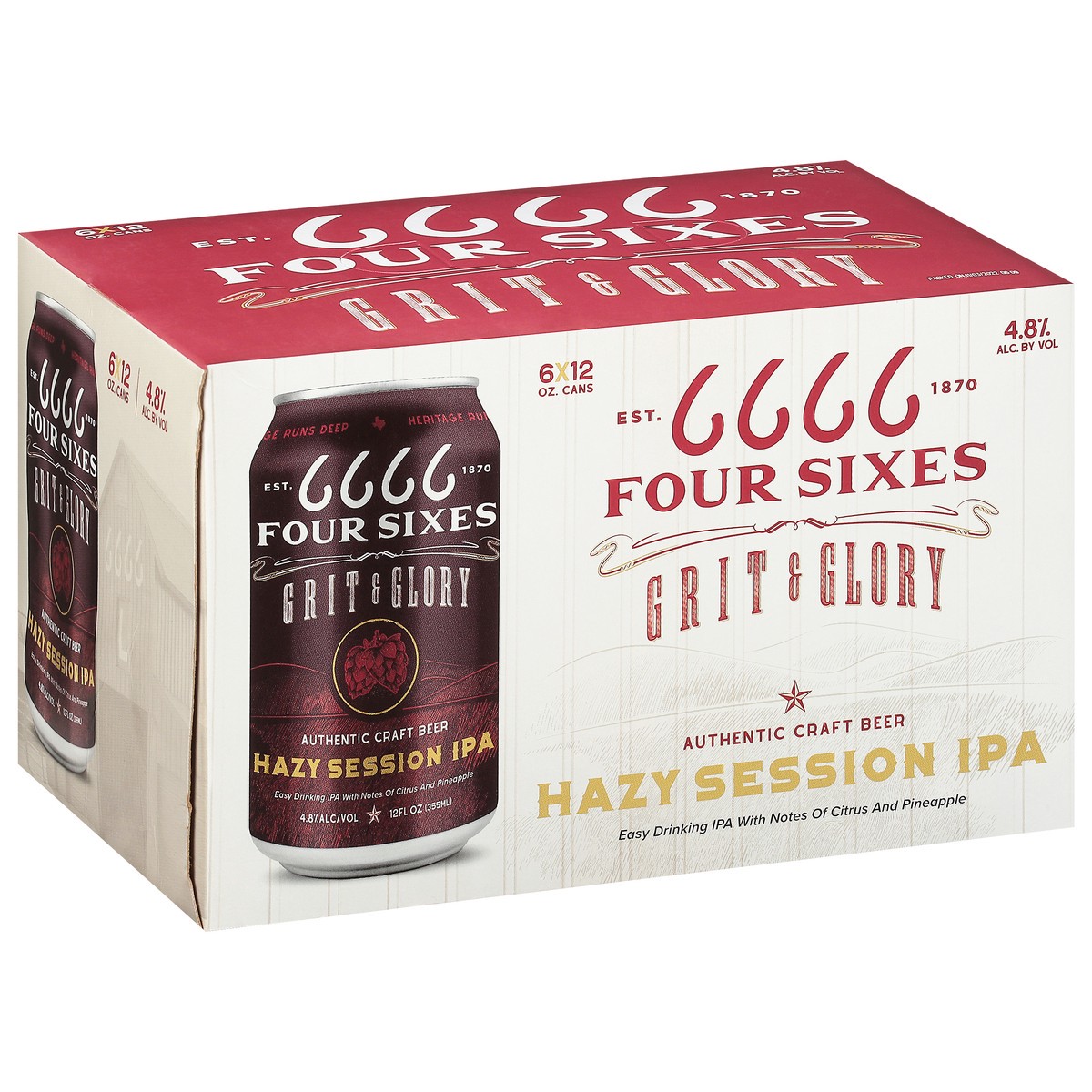 slide 7 of 9, Grit & Glory Hazy Session IPA Four Sixes Beer 6 - 12 fl oz Cans, 12 oz