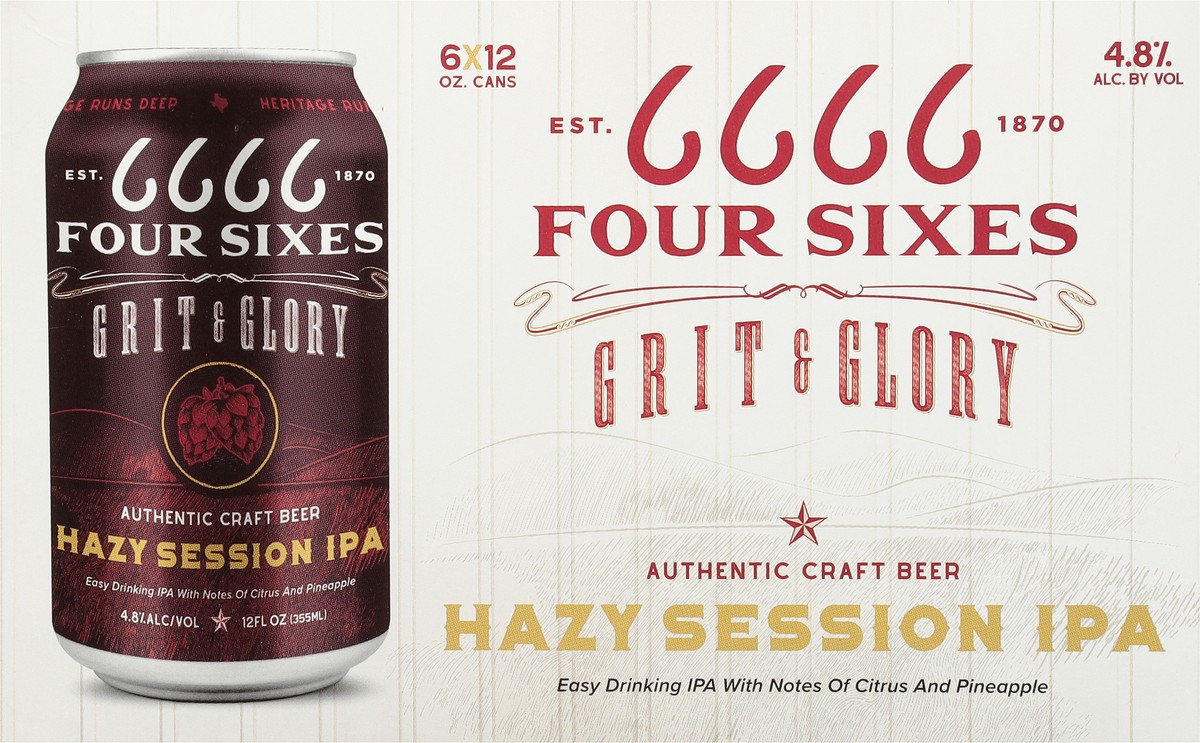 slide 8 of 9, Grit & Glory Hazy Session IPA Four Sixes Beer 6 - 12 fl oz Cans, 12 oz
